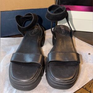 Wild Pair Black Ankle-Strap Platform Sandals